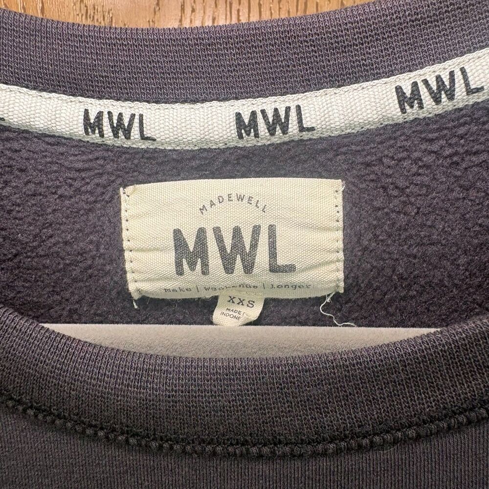 Madewell MWL Superbrushed Contrast-Stitched Easygoing Sweatshirt - Navy - XXS - Picture 4 of 9